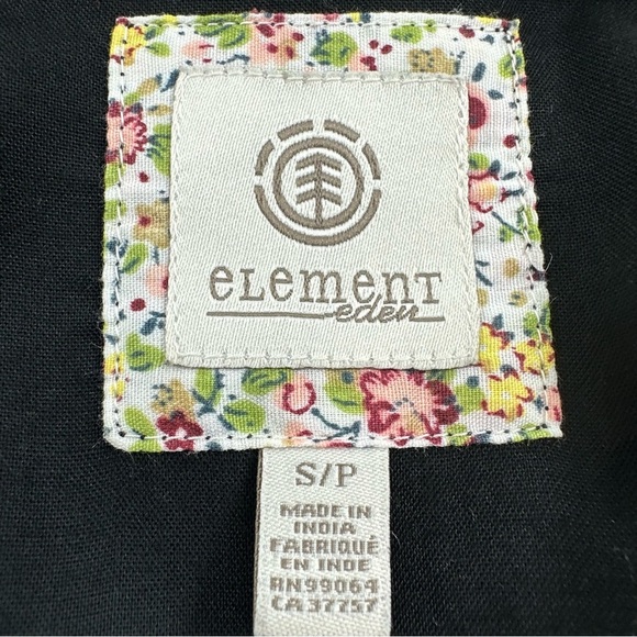 Element Eden Black Dress Sz Small Embroidered Neckline Cinched Waist Black - Picture 4 of 8